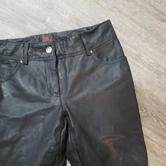 Vintage Danier Genuine Leather Jeans Black Sz 2 - Picture 4 of 8